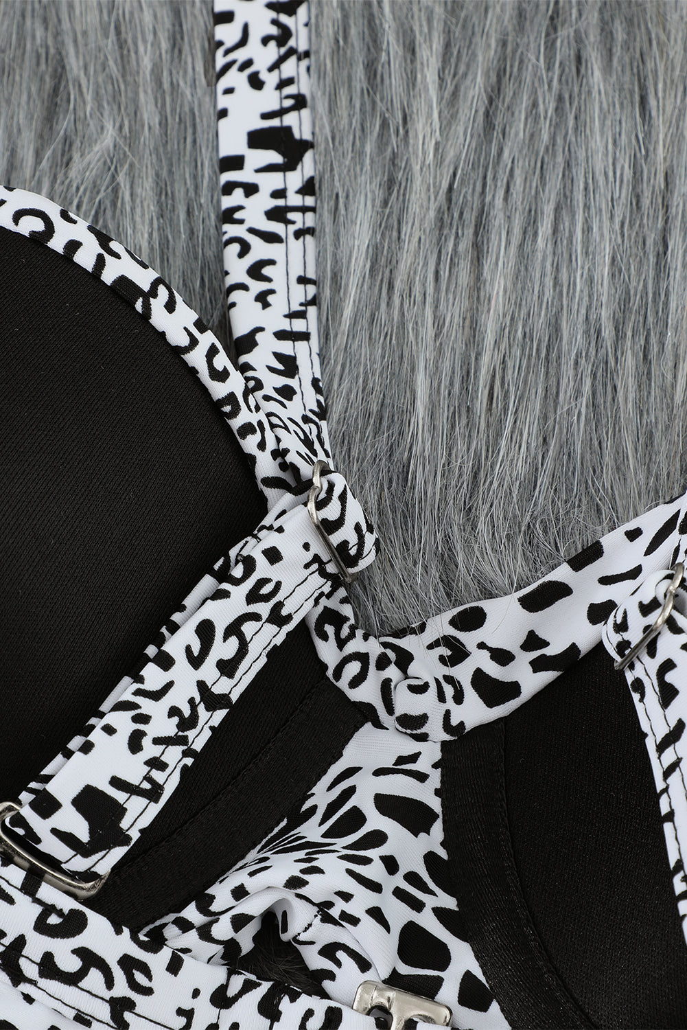 Black Twisted Bust Leopard Bikini Set