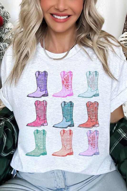 COWGIRL BOOTS WESTERN COUNTRY OVERSIZED TEE
