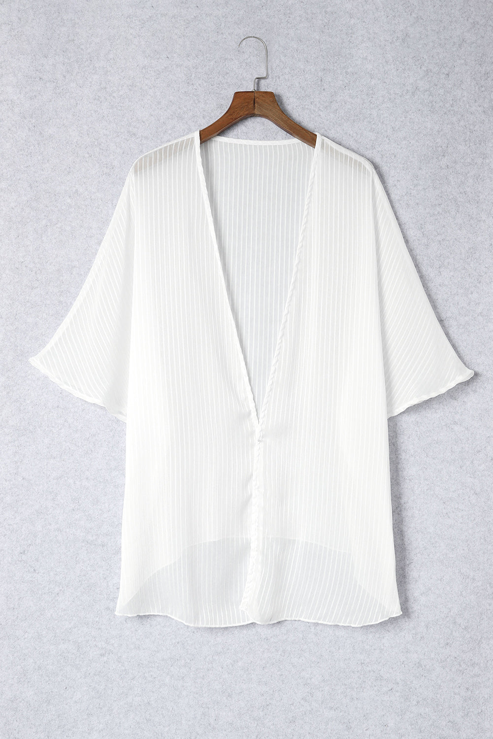 White Plain Oversized Half Sleeve Open Front Kimono