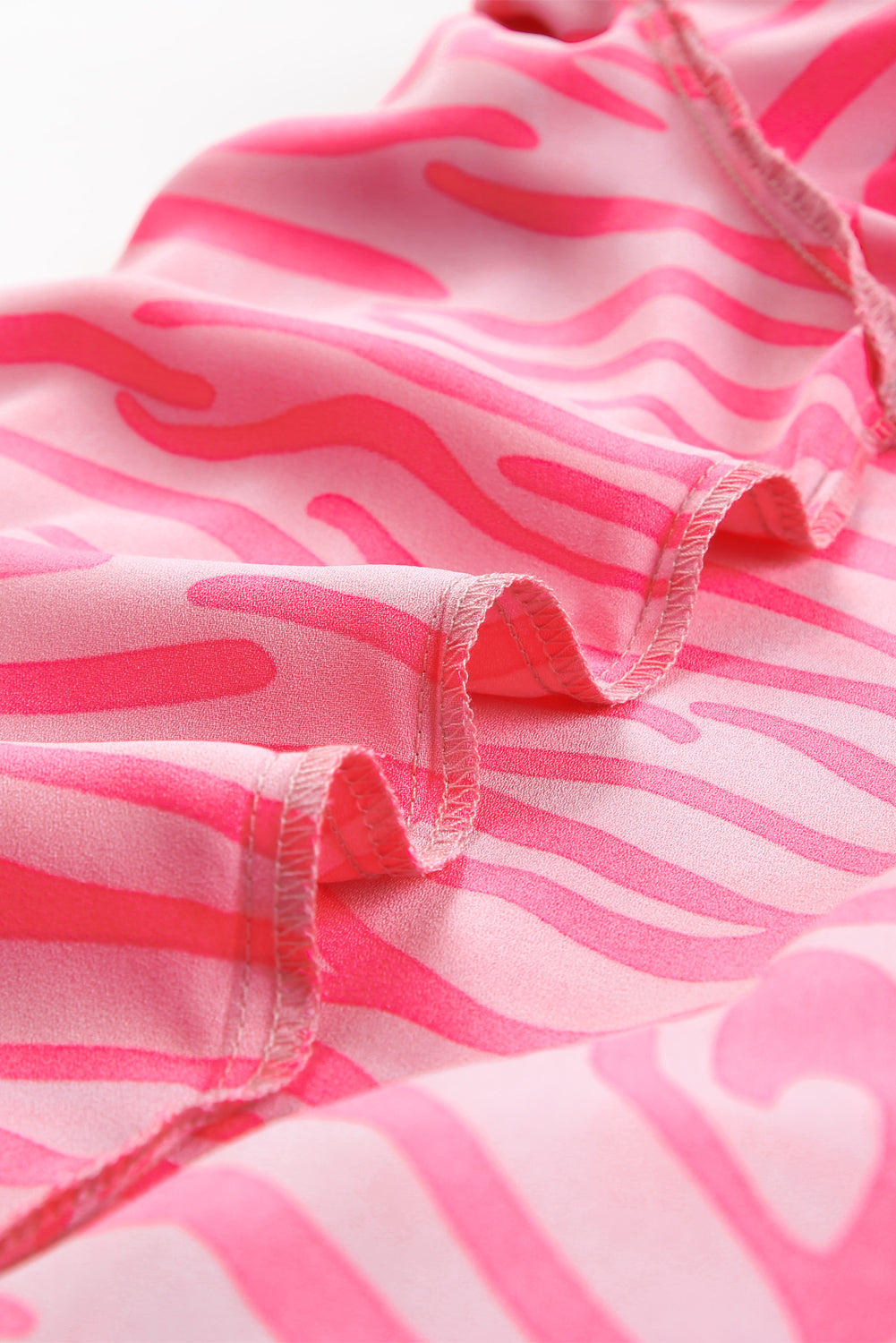 Pink Zebra Stripes Print Lantern Sleeve Shirt