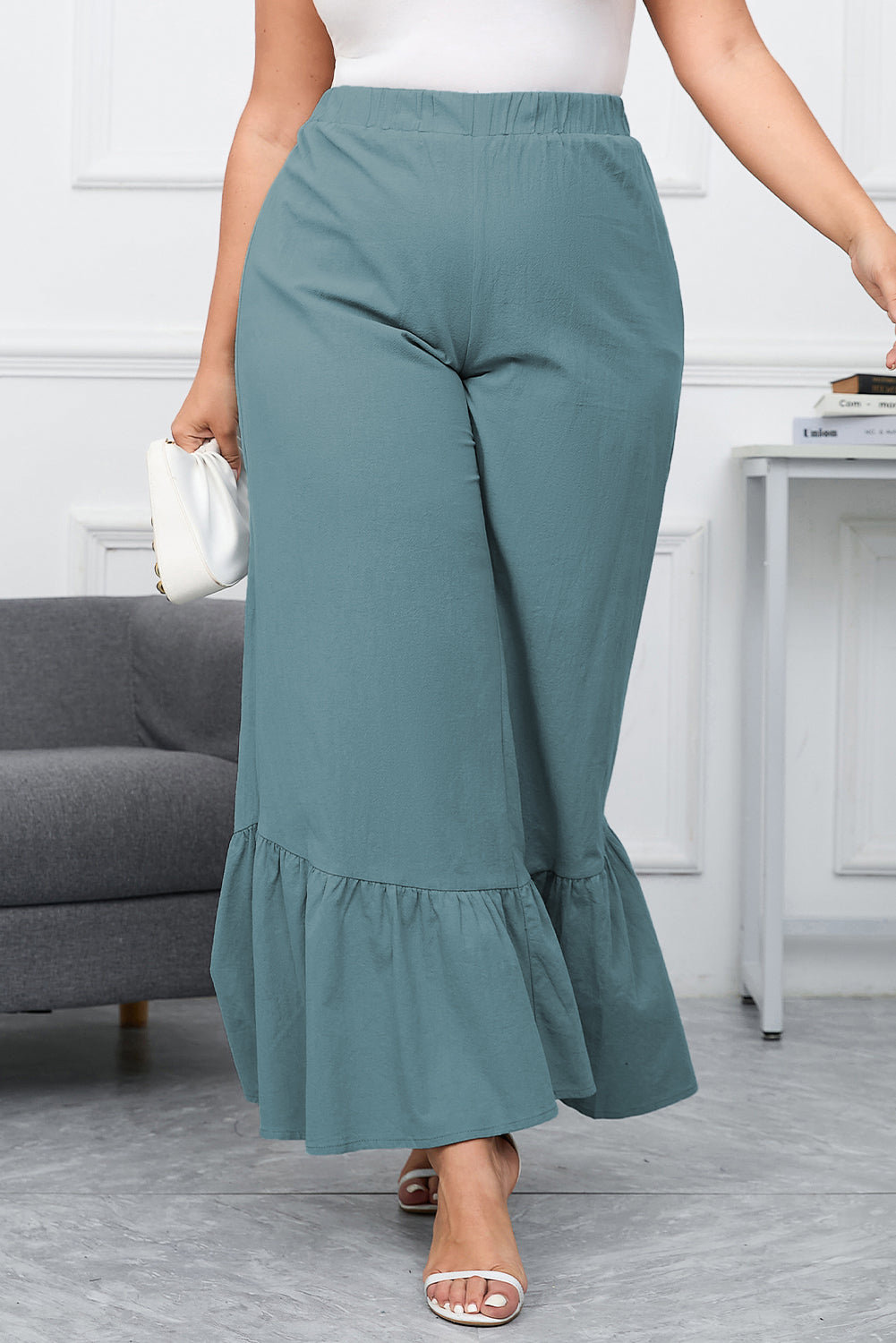 Buy PASLTER Womens Ruffle Palazzo Pants High Waist Split Maxi Long Overlay  Pant Skirt Online at desertcartINDIA