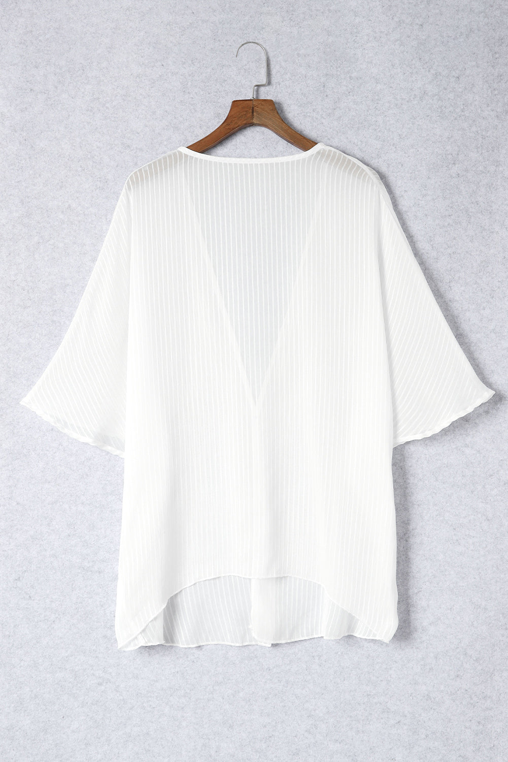 White Plain Oversized Half Sleeve Open Front Kimono