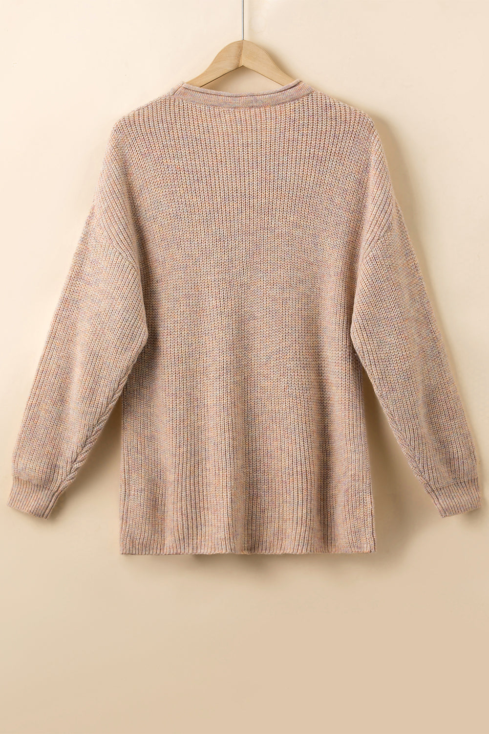 Multicolor Rolled Round Neck Drop Shoulder Sweater
