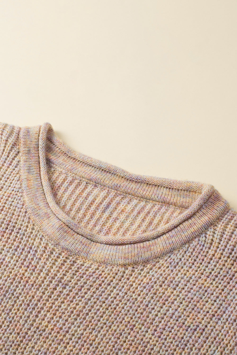 Multicolor Rolled Round Neck Drop Shoulder Sweater