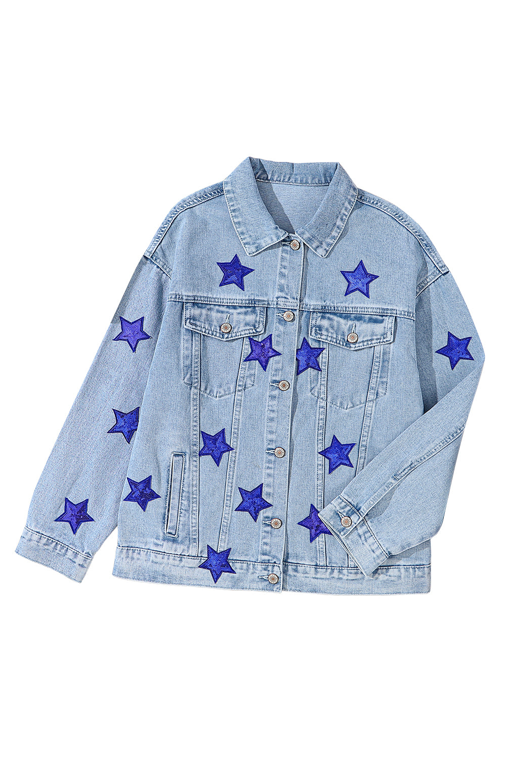Bluing Sequin Star Flap Pocket Denim Jacket