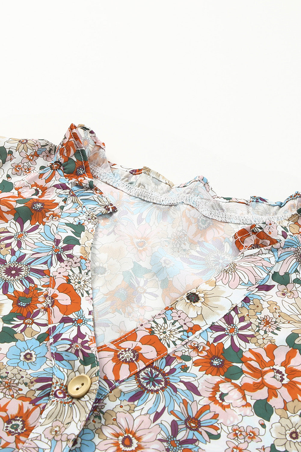 Multicolor Split Neck Buttons Front Shirt Floral Dress