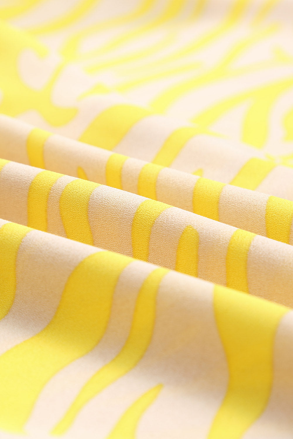 Yellow Zebra Stripes Print Lantern Sleeve Shirt