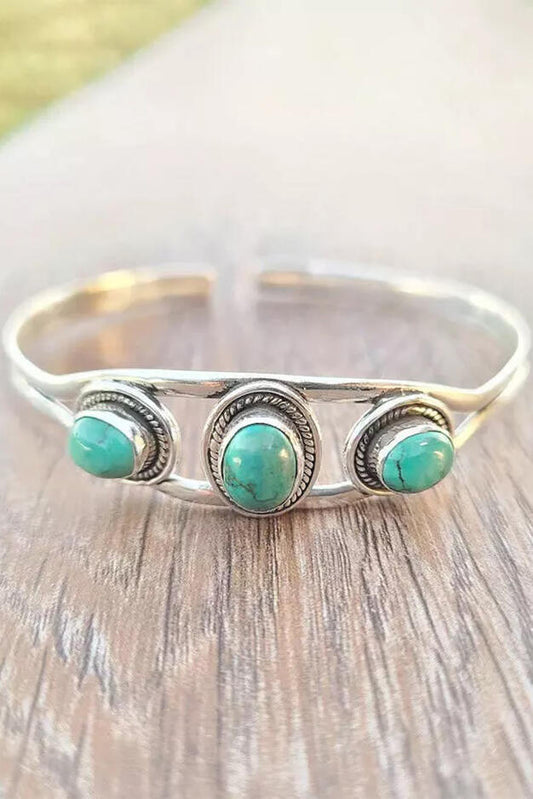 Silver Turquoise Hollow Out Alloy Bracelet